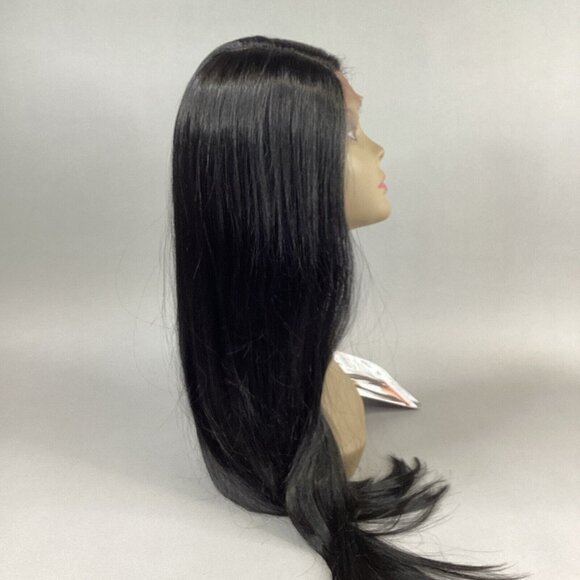 Saffron #1B Off Black Straight Premium Synthetic Lace Front Wig - Picture 1 of 9